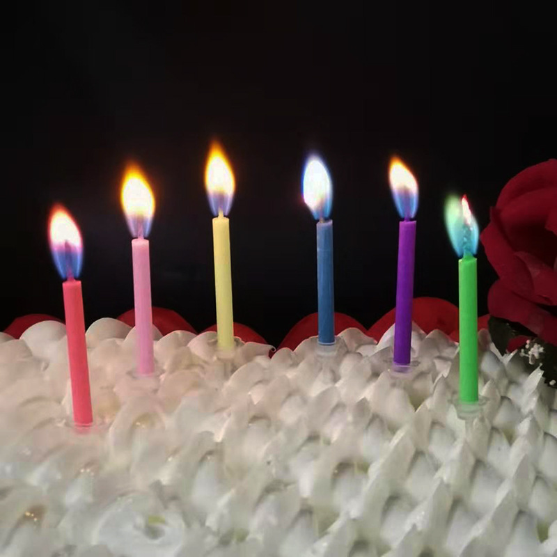 网红彩色火焰蜡烛 创意生日派对插件母亲节蛋糕烘焙装饰蜡烛批发