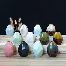 陶瓷工艺品花瓶创意花器简约摆件家居饰品欧式几何异形多面瓶新款
