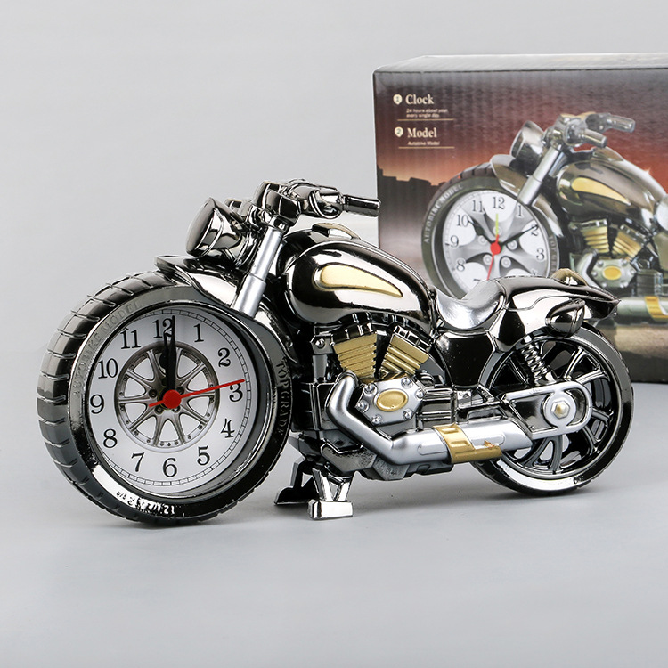 摩托车模型闹钟创意复古火车头自行车闹钟钟表摆件儿童礼品闹钟