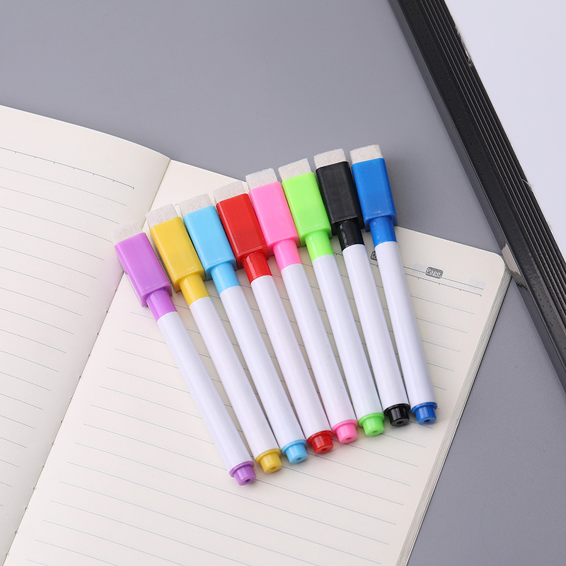 千汇白板笔可擦笔儿童彩色白板配件记号笔水性LOGO印刷带刷白板笔