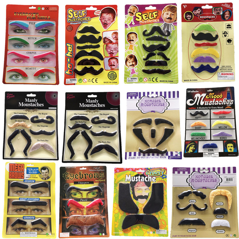 Halloween Simulation Beard Props Black Fake Beard Party Supplies Dress up Beard a Tin Beard Handlebar Mustache