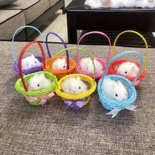 仿真兔子可爱的小提篮兔子玩具开心兔动物摆件模型动物景区兔摆件