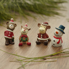 欧式创意树脂工艺品迷你圣诞家族小动物摆件 家居装饰圣诞节礼品