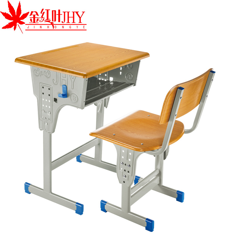 Factory Direct Supply Primary and Secondary School Students Study Table School Training Tutorial Class Single Adjustable School Desk and Chair Set Wholesale