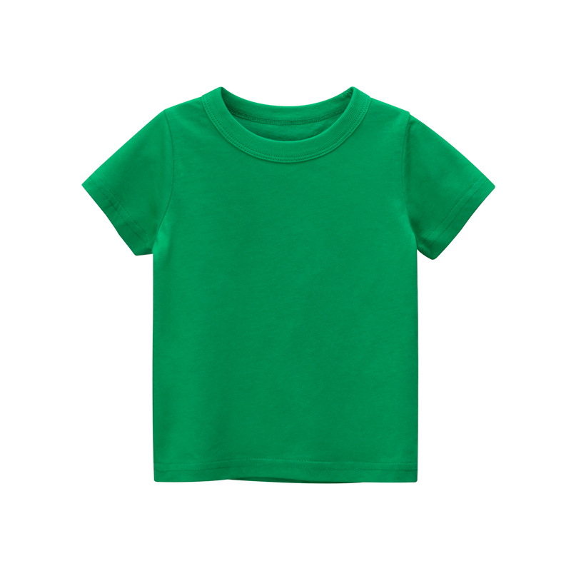 27Kids Children's Clothing Summer 2024 Children's Short-Sleeved T-shirt Advertising Shirt Korean Style Solid Color Non-Patterned Children's Clothes