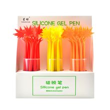 韩版可爱卡通硅胶中性笔创意枫叶软胶中性笔花草造型签字笔