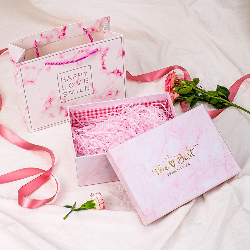 大理石粉色礼品盒伴手礼礼盒包装盒盲空盒礼盒天地盖节日礼物盒子