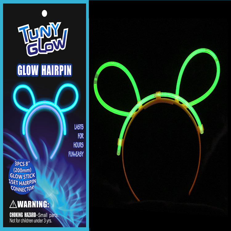 Christmas Gift Fine Packaging Luminous Headband Mickey Mouse Cute Rabbit-Shaped Fluorescent Hairpin Headband