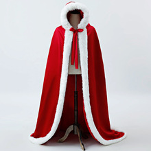 圣诞节红色冬季保暖汉服户外大衣拍照斗篷长款加毛边外套女装披肩