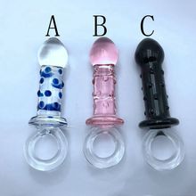 0352透明 黑或粉款水晶阳具女用后庭肛塞自慰器玻璃棒外出肛门塞