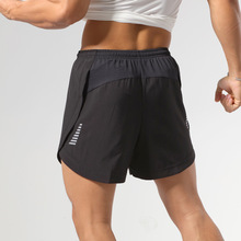 跨境热销健身裤夏季男士运动短裤速干透气双层跑步健身梭织训练裤