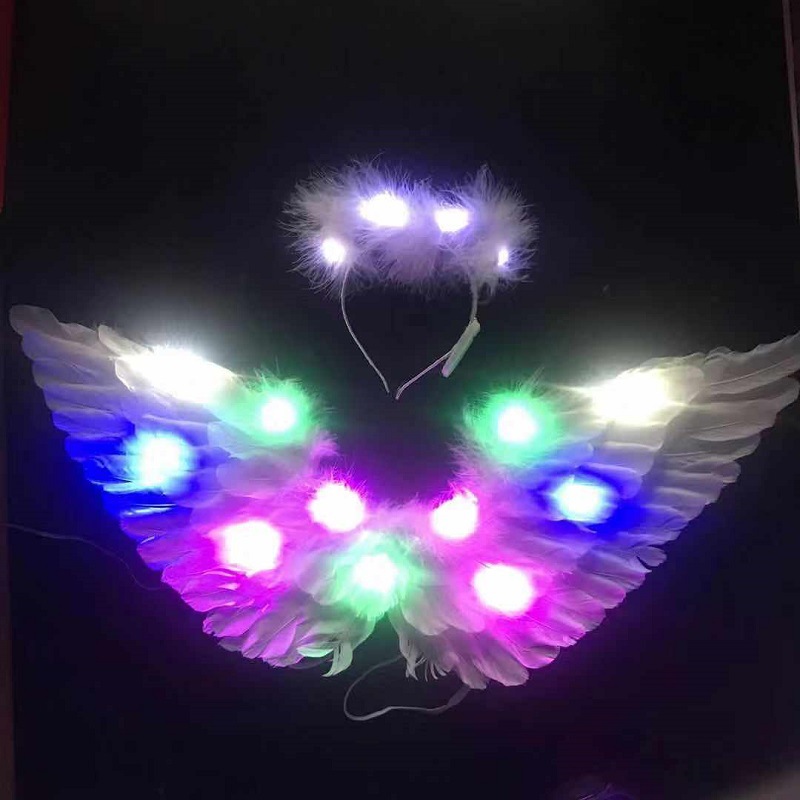 feather wings with lights led colored lamp flash angel feather wings performance carnival halloween christmas decoration