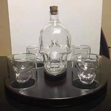骷髅头透明玻璃醒酒器工艺造型玻璃白酒瓶人参伏特加泡酒瓶盛酒器