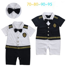 代发小小海军造型连体衣服 宝宝哈衣爬服 夏天短袖婴儿服装二件套