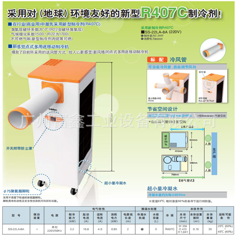 日本SUIDEN瑞电移动式地面型冷风机SS-22LA-8A