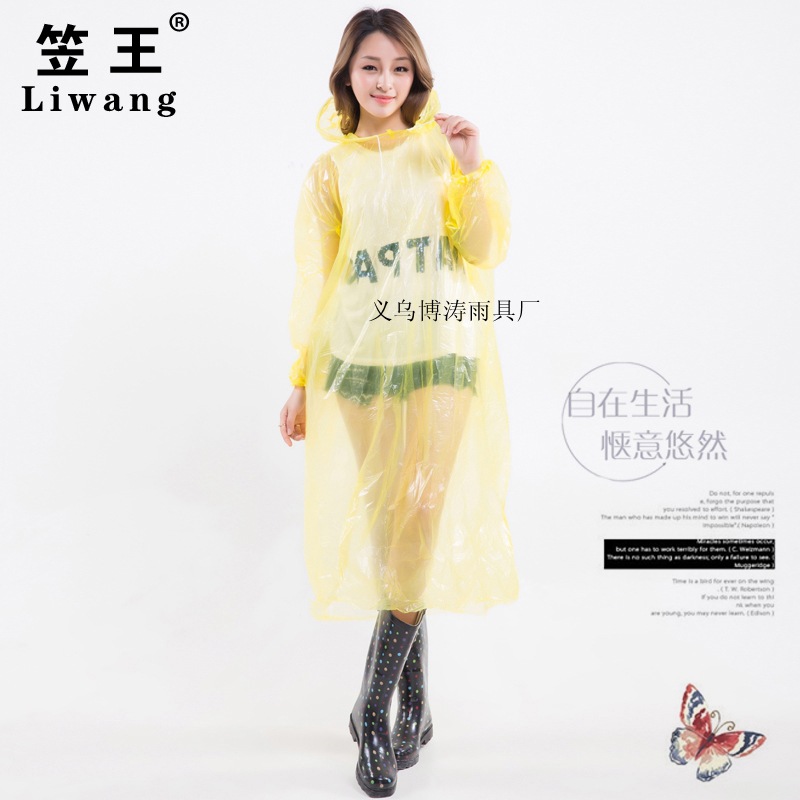 Red Disposable Raincoat Thickened Full Body Portable Adult Hiking Disposable Raincoat 50G Card Raincoat