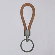 简约真皮手工钥匙扣绳 男女金属创意复古手拿汽车钥匙挂件 链圈环