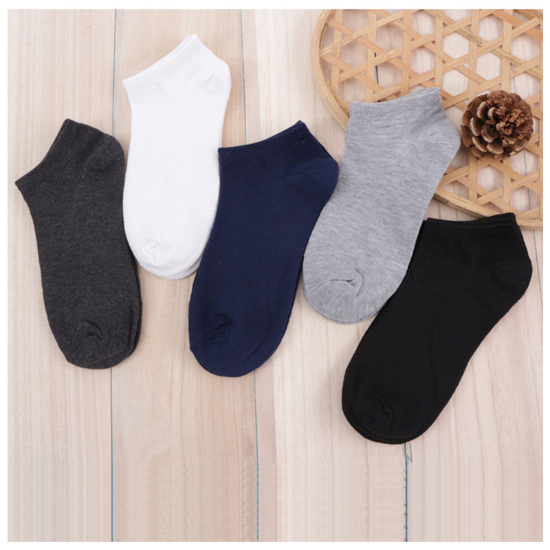 New Men's Socks Spring and Autumn Men's Socks Mid-Calf and Low Length Boxed Boat Socks Solid Color Xinjiang Cotton Individually Packaged Boutique Boxed Socks