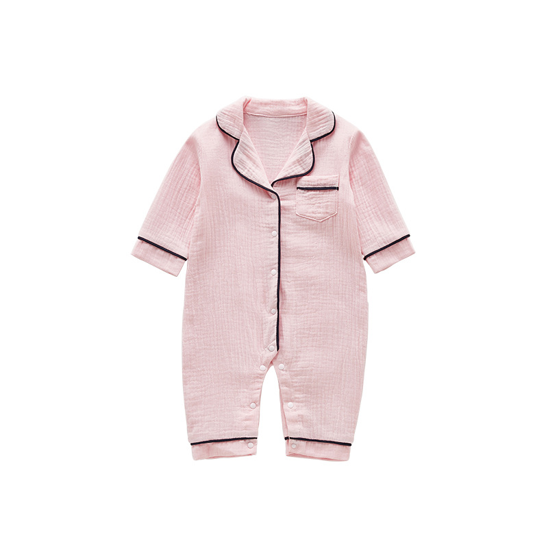 Baby Pajamas New Infant Clothing Solid Color Home Baby Pajamas Crepe Long Sleeve Jumpsuit Baby Romper Baby Clothes