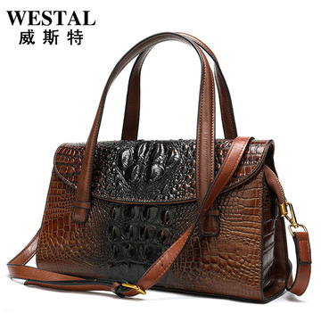 女款包包新款女士手提包真皮复古鳄鱼纹单肩斜挎包大容量托特女包