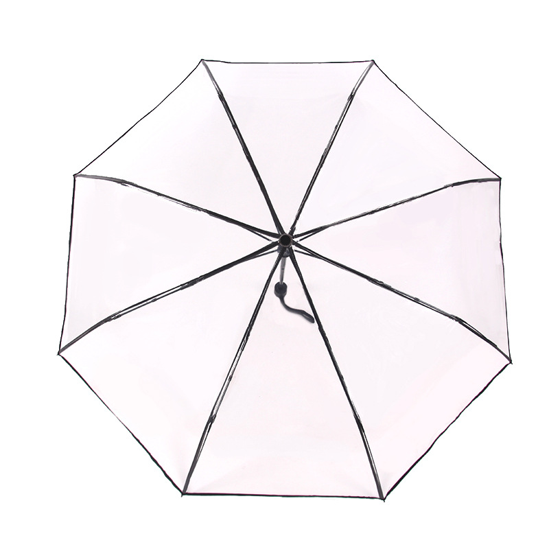 Umbrella Transparent Umbrella Automatic Apollo White with Printed Pattern Series Transparent Triple Folding Umbrella Sunny Umbrella Jiangnan Water Village Umbrella