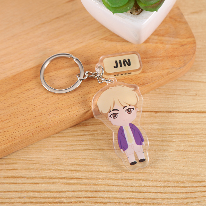 Bts Youth League Customized Acrylic Keychain Cartoon Double-Layer Transparent Acrylic Pendant Advertising Keychain