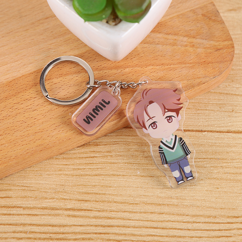 Bts Youth League Customized Acrylic Keychain Cartoon Double-Layer Transparent Acrylic Pendant Advertising Keychain