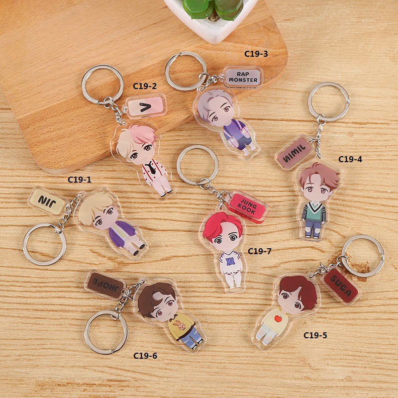 Bts Youth League Customized Acrylic Keychain Cartoon Double-Layer Transparent Acrylic Pendant Advertising Keychain