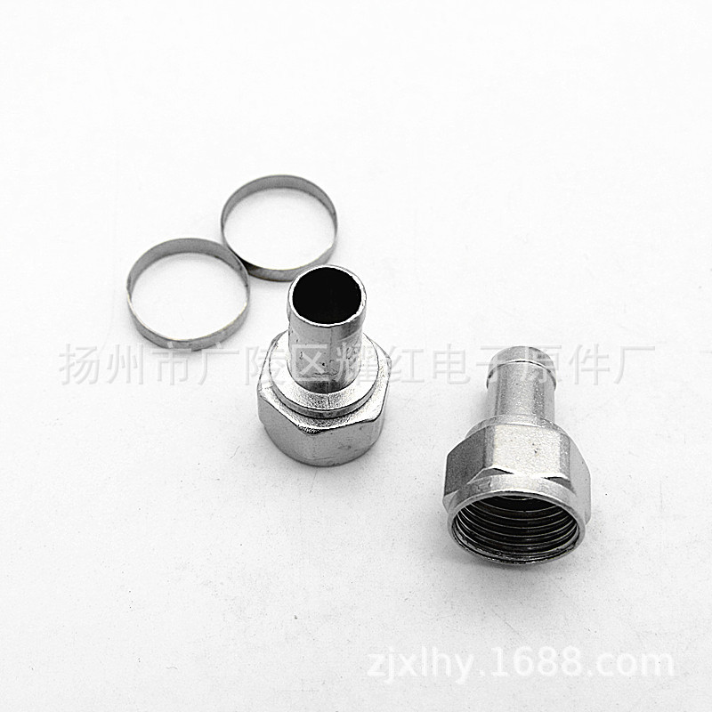 厂家直销英制F头-5锌合金F头电缆线接头卫星电视连接器铜环连线头