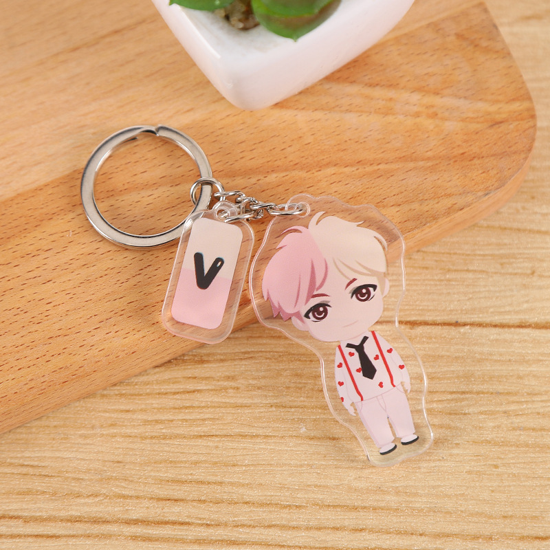 Bts Youth League Customized Acrylic Keychain Cartoon Double-Layer Transparent Acrylic Pendant Advertising Keychain