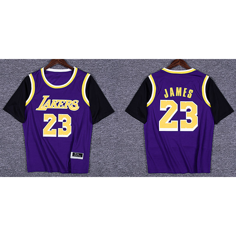 詹姆斯球衣假两件男女短袖23号湖人库里科比t恤欧文背心篮球服ins