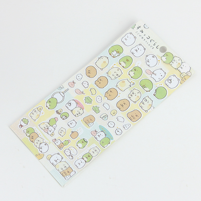 Korean Stationery Japanese Corner Flat Stickers Notebook Diary Decoration Bronzing Cartoon Animal Watermelon Stickers Painting Stickers