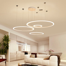 餐厅吊灯简约现代大气家用客厅LED创意个性圆环大厅顶灯网红灯
