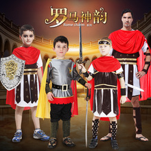万圣节服装儿童表演角色装扮衣服英勇罗马战士武士服装成人亲子
