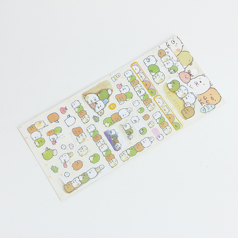 Korean Stationery Japanese Corner Flat Stickers Notebook Diary Decoration Bronzing Cartoon Animal Watermelon Stickers Painting Stickers