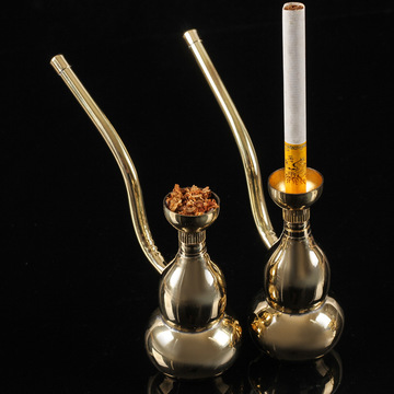 黄铜水烟壶创意葫芦中式烟丝水过滤斗老式水烟袋便携男士卷烟两用