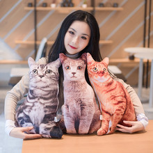 创意仿真3D猫咪抱枕安抚玩偶毛绒玩具仿真狗狗抱枕靠垫装饰摆件