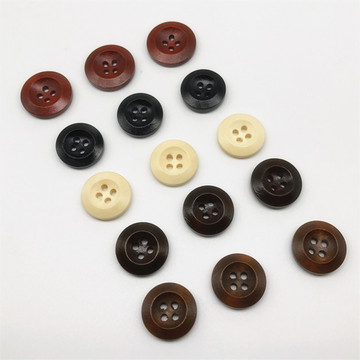 四眼倒边木头纽扣 毛衣开衫童装休闲扣 复古衬衫大衣玩具装饰钮扣