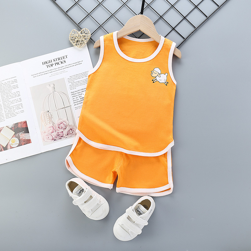 Children's Clothing 2024 Summer New Children's Vest Suit Cotton Foreign Trade Baby Sleeveless Shorts Korean Style Boys' Clothes