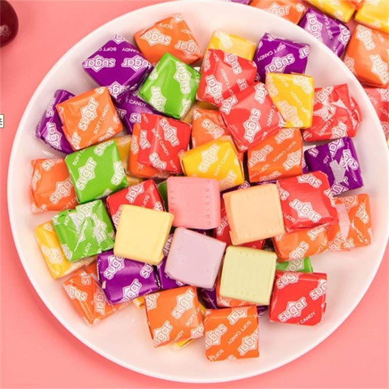 瑞士糖批发混合水果味方块什锦软糖喜糖婚礼装饰散装称重1斤