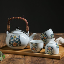 创意高温手绘陶瓷海水茶具套装提拉壶泡茶茶具五件套家用
