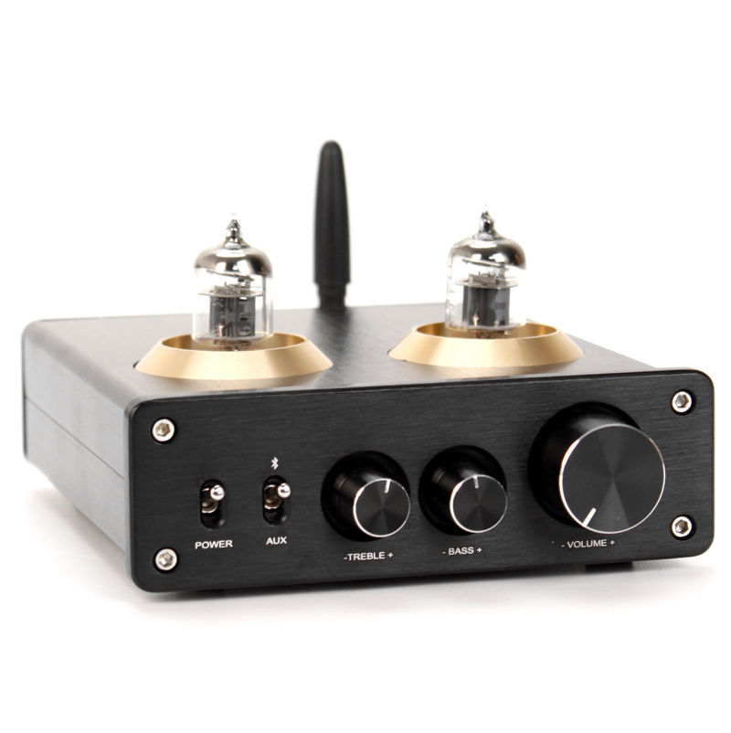 6j1胆前级合并tpa3116数字2.0功放机(蓝牙5.0支持aptx)银或黑前