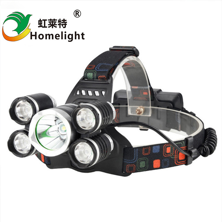 跨境3头led强光头灯30w定焦户外5灯照明xml-t6充电远射矿灯批发