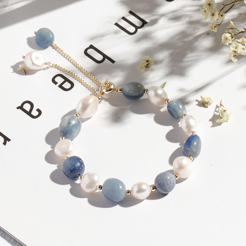 Bado Blue Dongling Crystal Bracelet Freshwater Pearl Crystal Bracelet Female Korean Simple Personalized Bracelet Bracelet Female