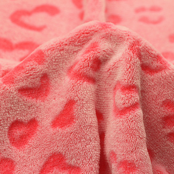 针织经编毛毯浴衣袍面料全涤双面荧光刮底印花剪花法莱绒法兰绒布