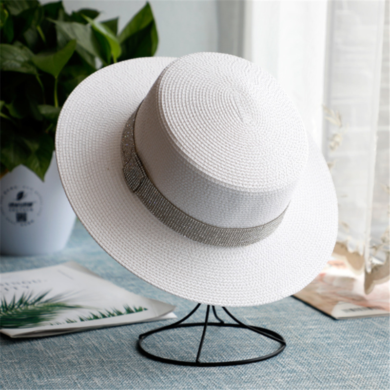 Internet Red Hepburn Style Women's Summer French Style All-Matching Flat Top Jazz Billycock Straw Hat British Retro Sun Protection Sun Hat