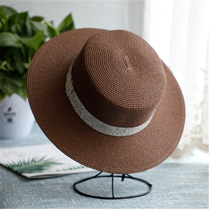 Internet Red Hepburn Style Women's Summer French Style All-Matching Flat Top Jazz Billycock Straw Hat British Retro Sun Protection Sun Hat