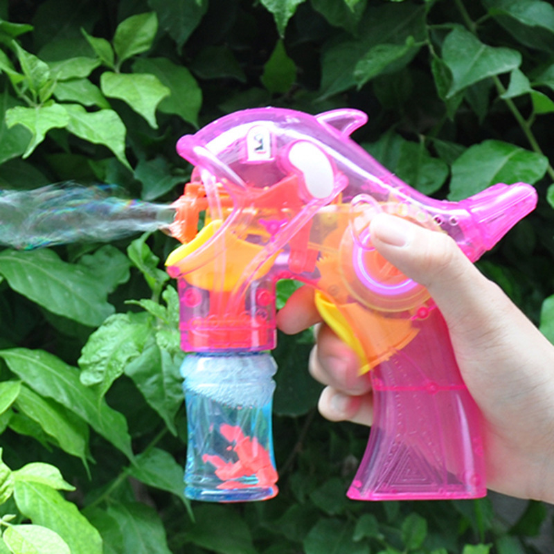 Summer Electric Bubble Maker Tiktok Same Dolphin Bubble Gun Automatic Music Luminous Bubble Blowing Machine Toy