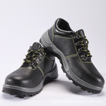 压花牛皮防砸防刺穿劳保鞋工人作业牛皮钢包头抗滑耐磨安全劳保鞋