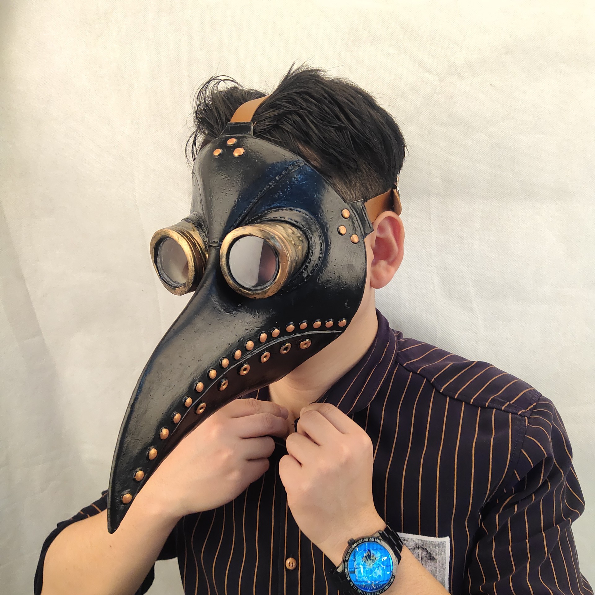 万圣节瘟疫鸟嘴面具朋克黑死病口罩医生派对乌鸦头套跨境道具